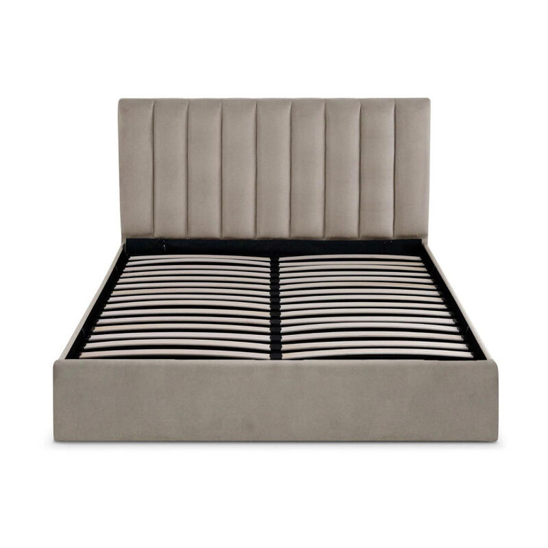 Lit Coffre Design Velours "Songa" 160x200cm Taupe Lit Coffre Design Velours "Songa" 160x200cm Taupe