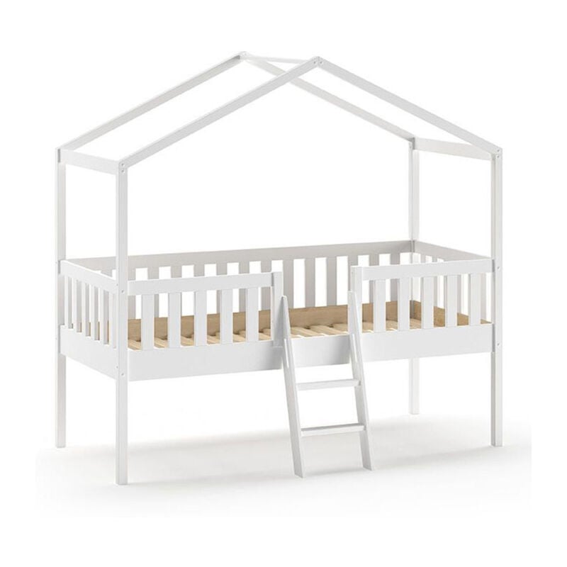 Paris Prix - Lit Enfant Cabane & Échelle 'Dallas' 90x200cm Blanc