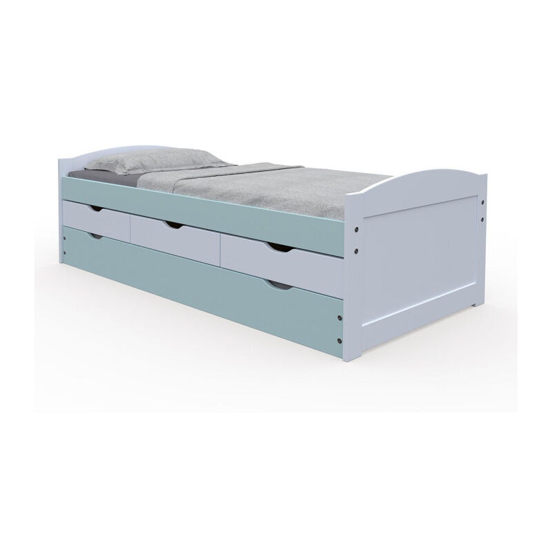 Paris Prix - Lit Enfant Gigogne 'Paty' 90x200cm Vert Sauge