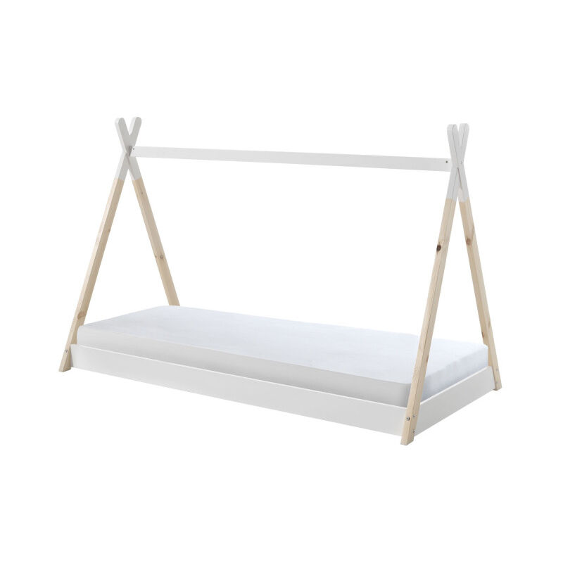 Lit Enfant & Matelas "Tipi" 90x200cm Blanc