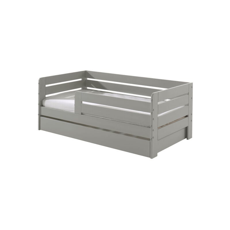 Paris Prix - Lit Enfant, Sommier & Tiroir 'Toddler' 70x140cm Gris
