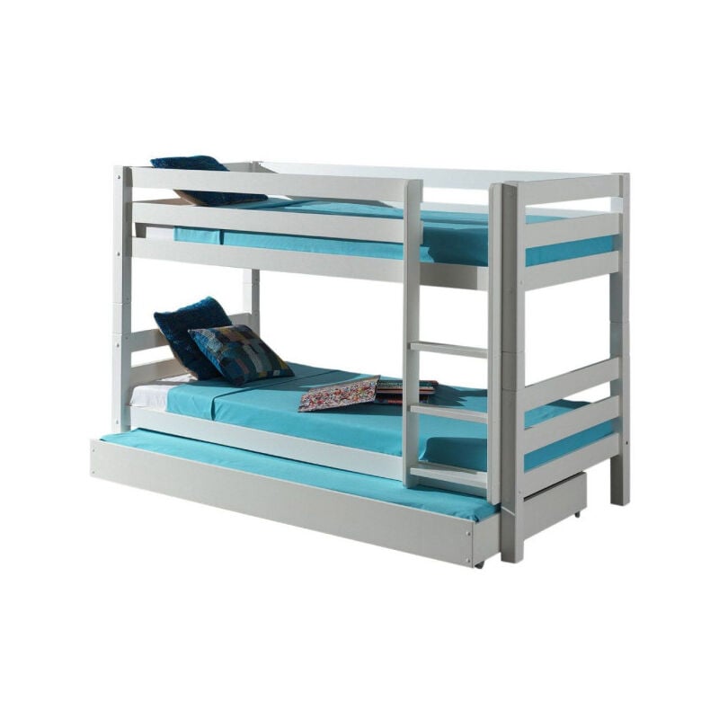 Paris Prix - Lit Enfant Superposé & Tiroir de Lit 'Pino' 90x200cm Blanc