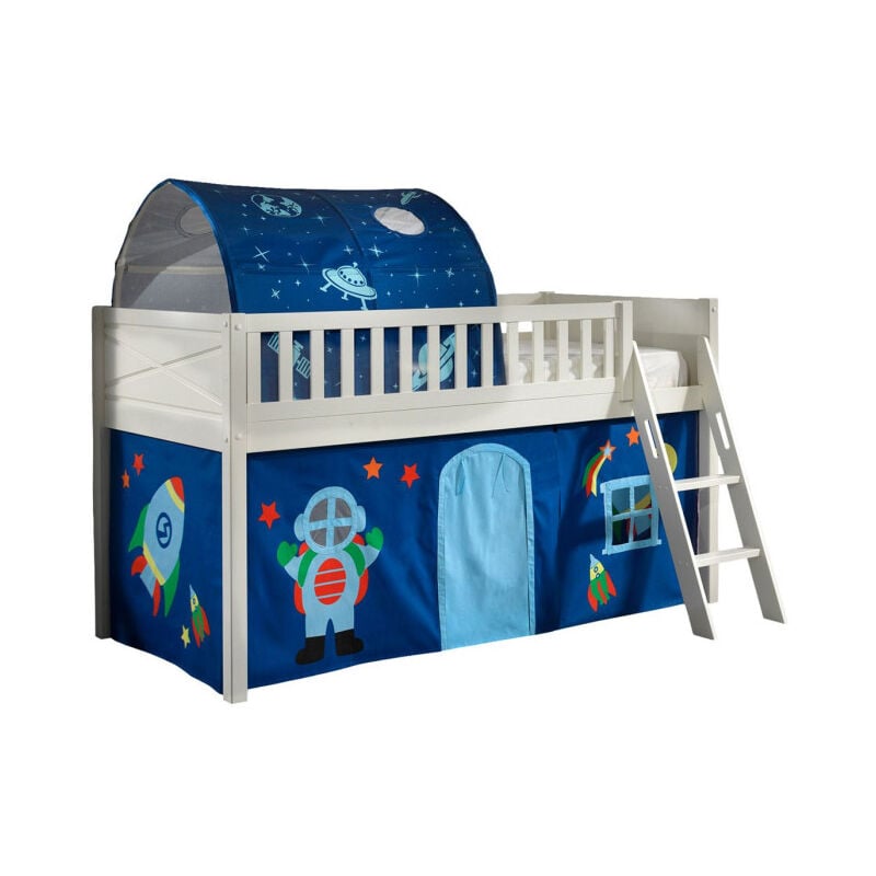 Paris Prix - Lit Enfant Tente & Tunnel 'Scott Astro' 90x200cm Blanc