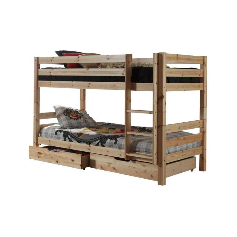 Paris Prix - Lit Superposé & 2 Tiroirs de Lit Enfant 'Pino' 90x200cm Naturel