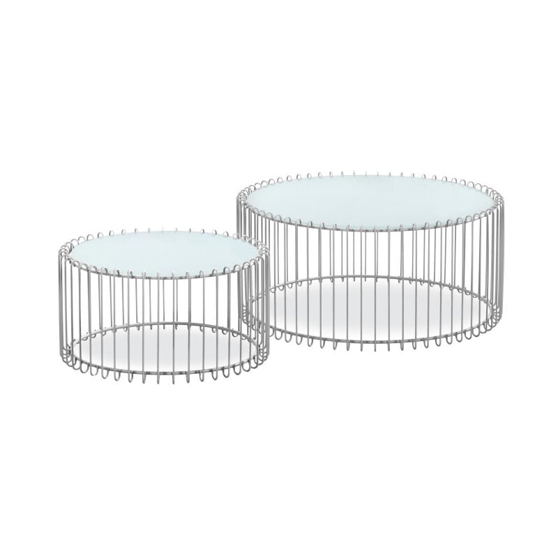 Lot 2 Tables Basses 'Universe' 85cm Blanc & Gris