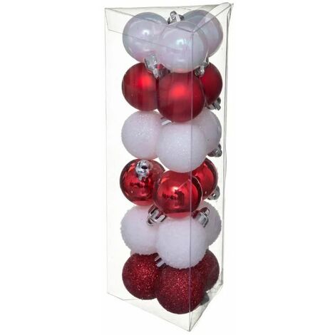 Paris Prix - Lot De 18 Boules De Noël colorama 3cm Rouge & Blanc