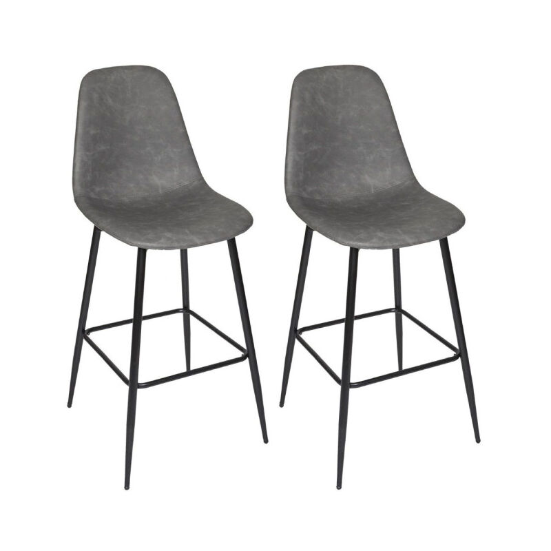 Paris Prix - Lot de 2 Chaises de Bar 'Amber' 106cm Gris