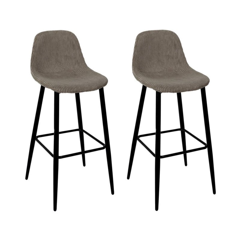 Paris Prix - Lot de 2 Chaises de Bar Côtelé 'Scott' 100cm Taupe