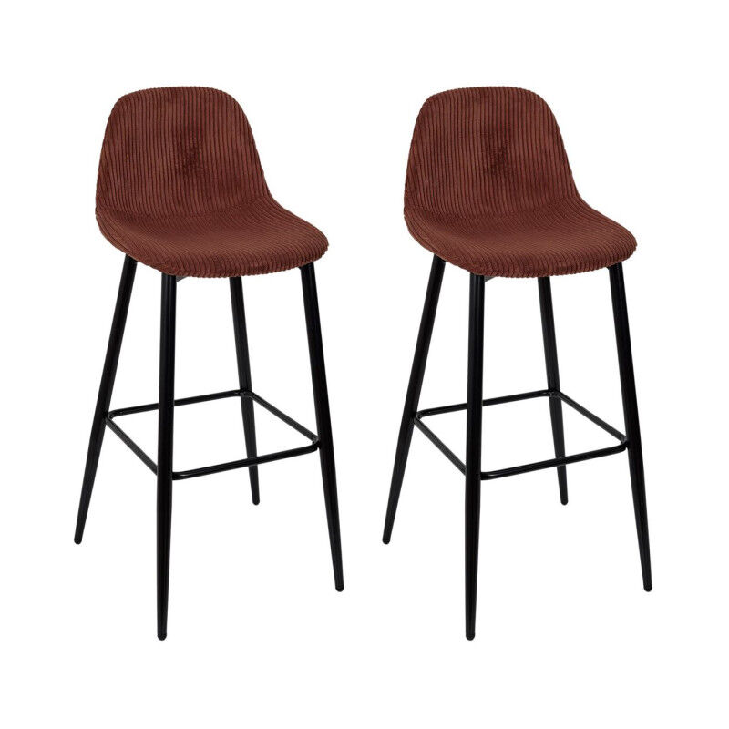 Paris Prix - Lot de 2 Chaises de Bar Côtelé 'Scott' 100cm Terracotta