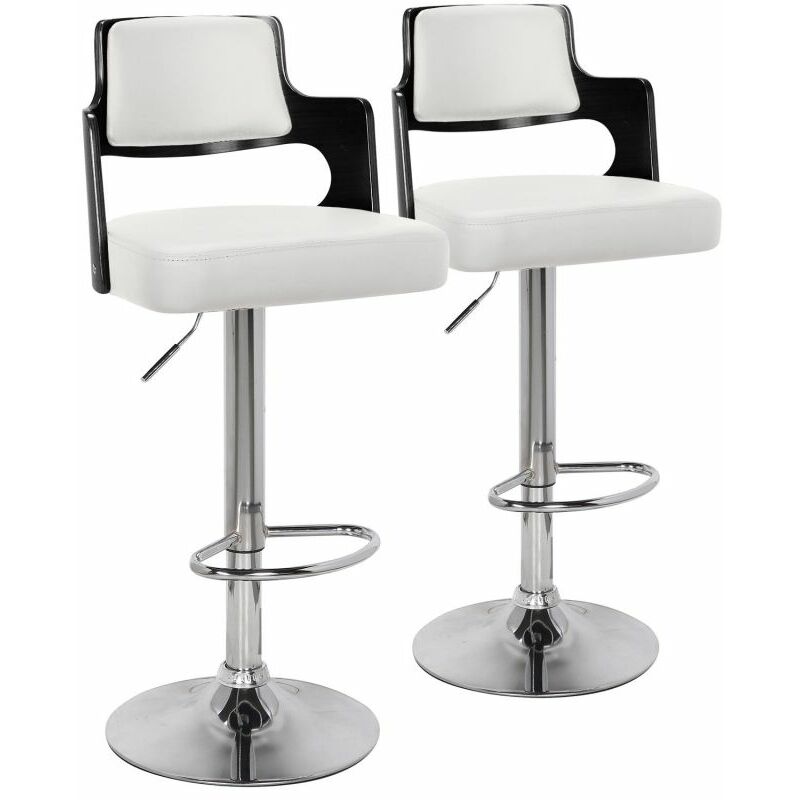 paris prix - lot de 2 chaises de bar paddington 110cm noir & blanc