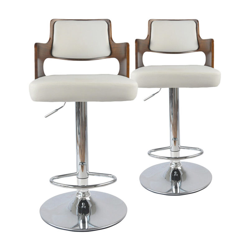 Paris Prix - Lot de 2 Chaises de Bar 'Paddington' 90-110cm Noisette & Blanc
