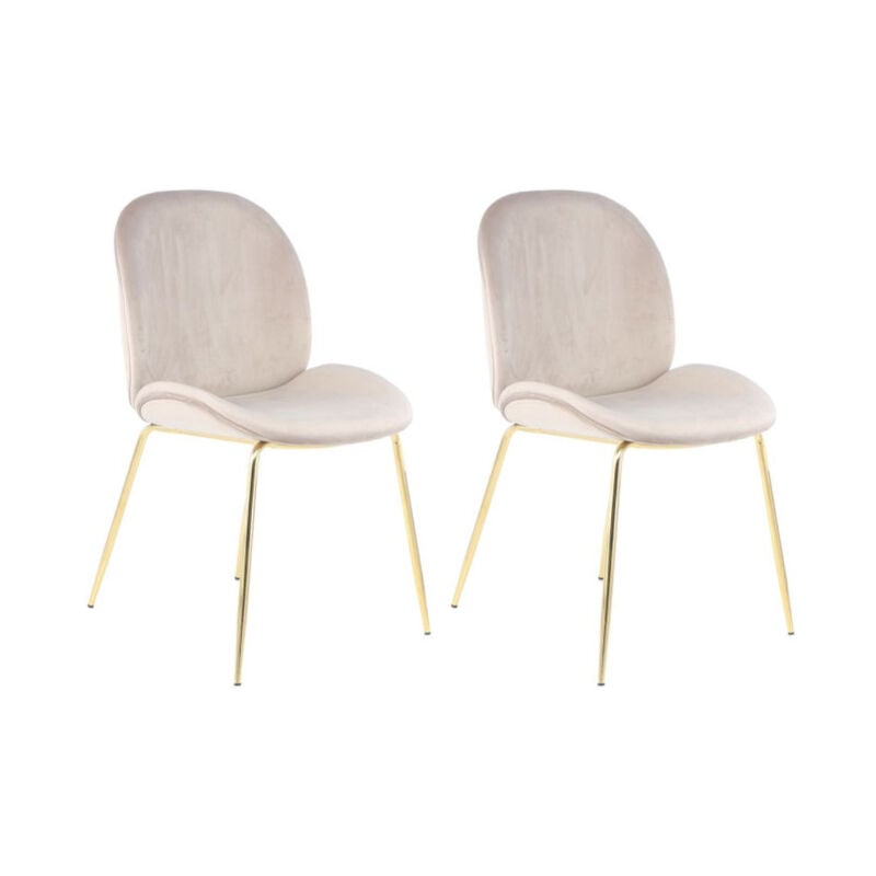 Lot de 2 Chaises Design "Charlize" 90cm Beige & Or