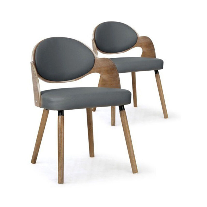 Lot de 2 Chaises Design "Kadoa" 72cm Gris & Bois Vintage