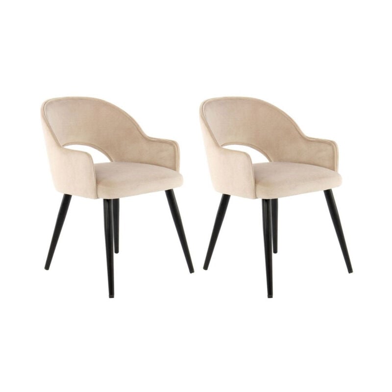 Paris Prix - Lot de 2 Chaises en Velours 'Joris' 77cm Champagne