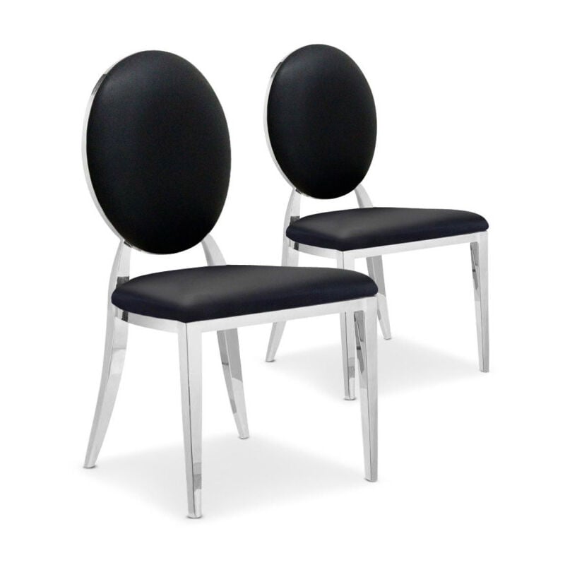 Paris Prix - Lot de 2 Chaises Médaillon 'Tatianna' 90cm Noir