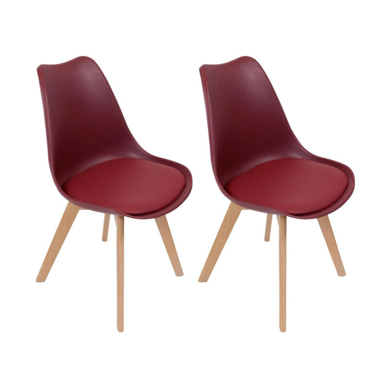 Paris Prix - Lot de 2 Chaises Scandinave 'Coquil' 81cm Bordeaux