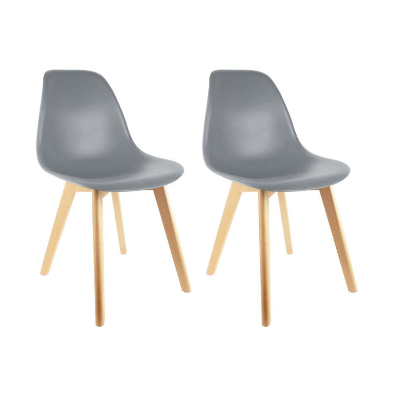 Paris Prix - Lot de 2 Chaises Scandinave 'Coquil' 84cm Gris