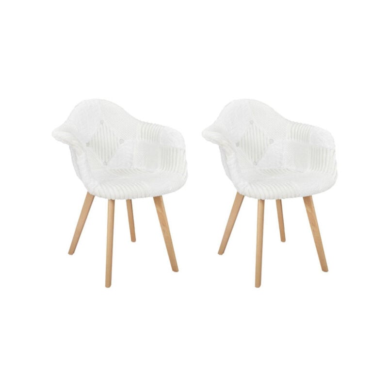 Paris Prix - Lot de 2 Chaises Scandinaves Design 'Patchwork' 85cm Blanc