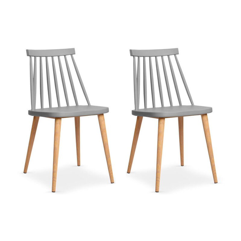 Paris Prix - Lot de 2 Chaises Scandinaves 'Magnan' 77cm Gris