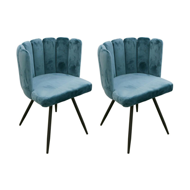 Paris Prix - Lot de 2 Chaises Velours 'Ariel' 79cm Bleu Canard