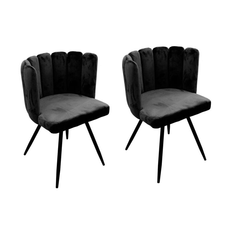 Paris Prix - Lot de 2 Chaises Velours 'Ariel' 79cm Noir