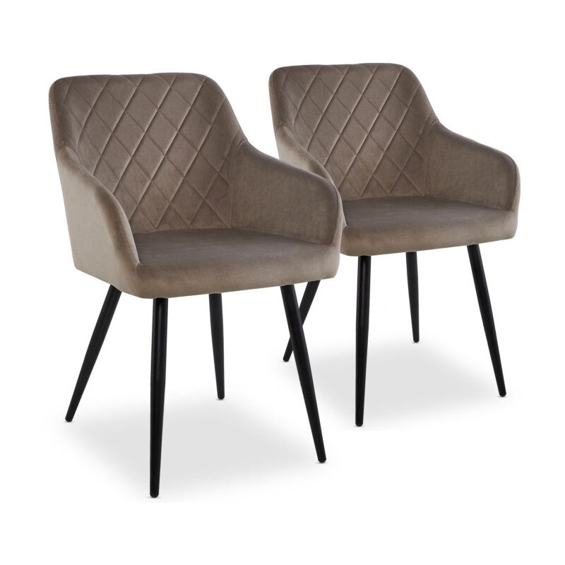 Paris Prix - Lot de 2 Chaises Velours 'Ariette' 83cm Gris