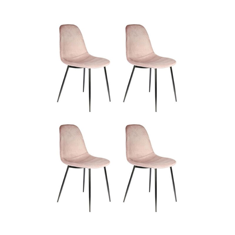 Lot de 4 Chaises Velours "Giulia" 85cm Rose