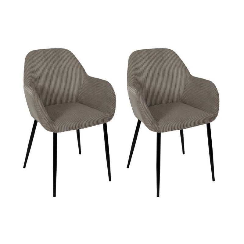 Paris Prix - Lot de 2 Fauteuils Côtelé 'Scott' 85cm Taupe