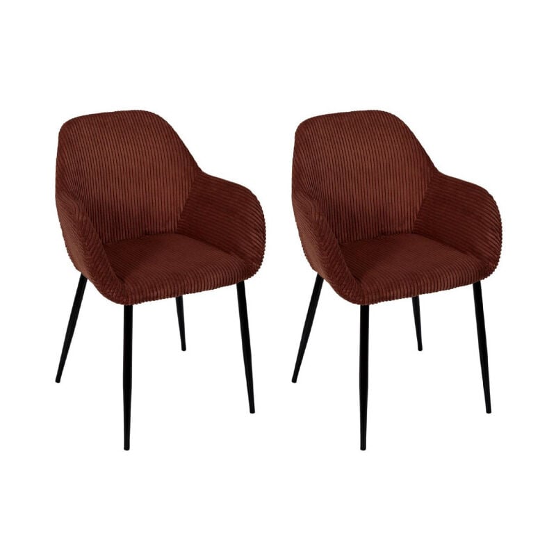 Paris Prix - Lot de 2 Fauteuils Côtelé 'Scott' 85cm Terracotta