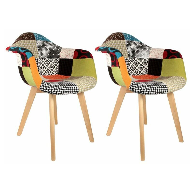 paris prix - lot de 2 fauteuils patchwork 85cm multicolore