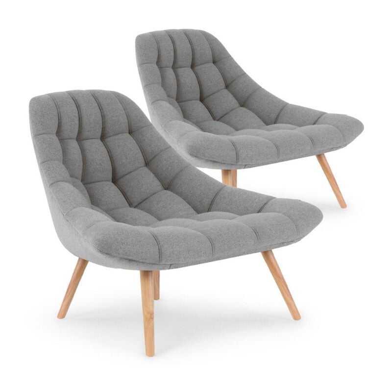 Paris Prix - Lot de 2 Fauteuils Scandinaves 'Johan' 102cm Gris