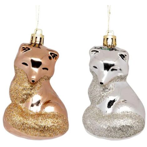 Paris Prix - Lot De 2 Sujets De Noël renard 10cm Multicolore