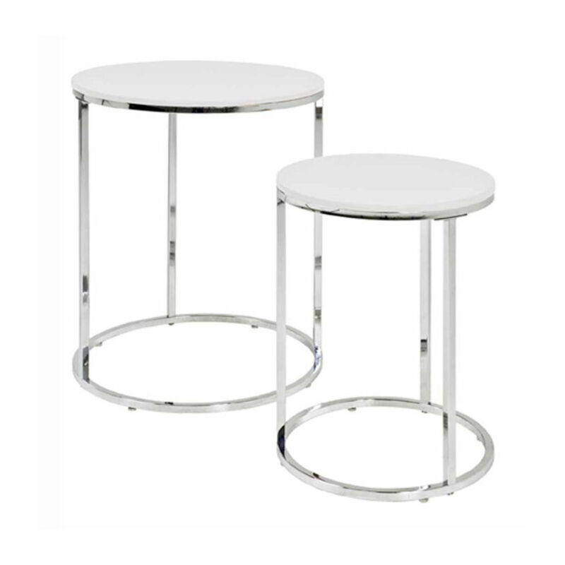 Lot de 2 Tables d'Appoint 'Zélie' 40cm Blanc