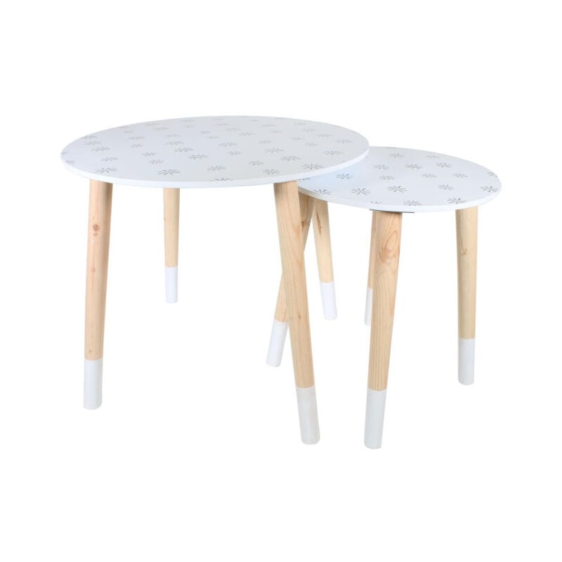 Lot de 2 Tables Enfant 'Flocon' 48cm Blanc & Beige