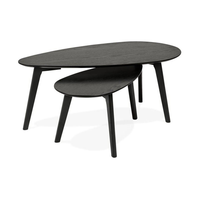 Lot de 2 Tables Gigognes Design 'Gilda' 100cm Noir