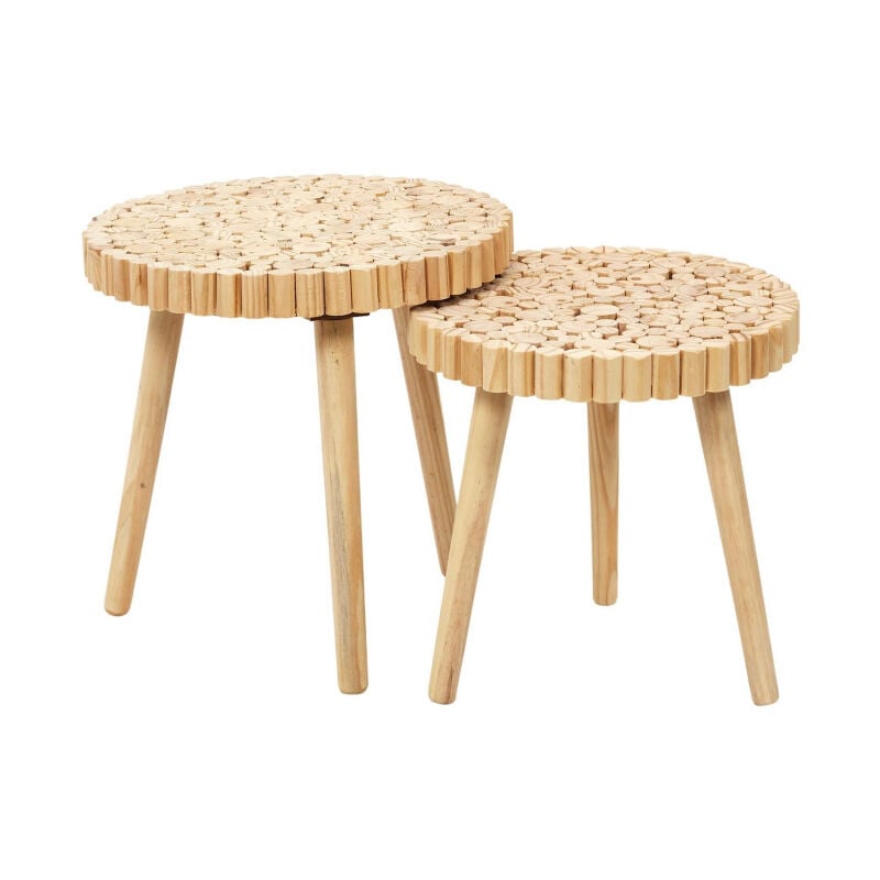 Paris Prix - Lot de 2 Tables Gigognes 'Rondin' 40cm Naturel