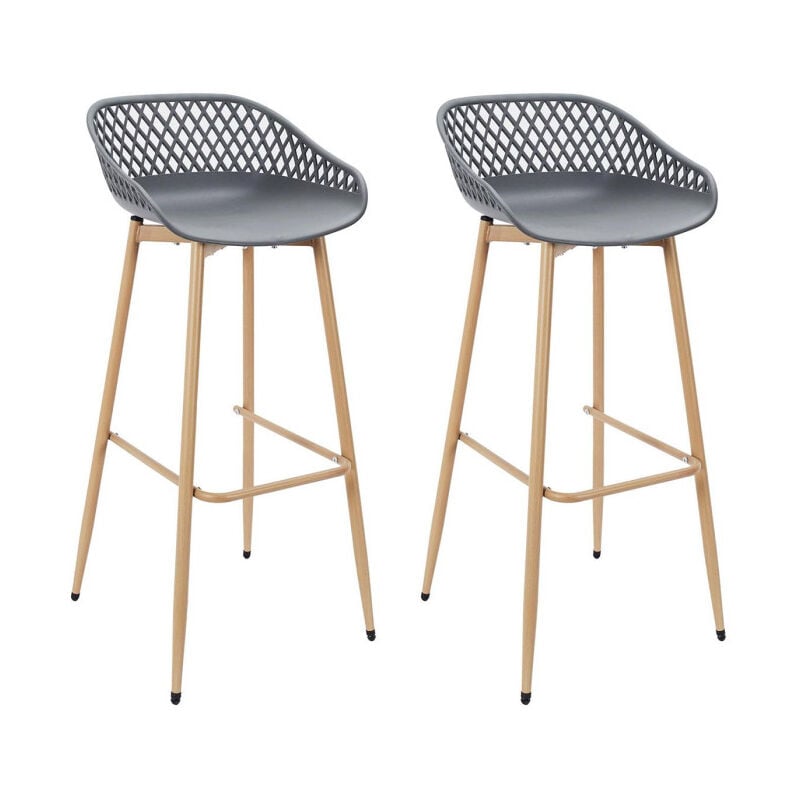 Paris Prix - Lot de 2 Tabourets de Bar 'Malaga' 88cm Gris
