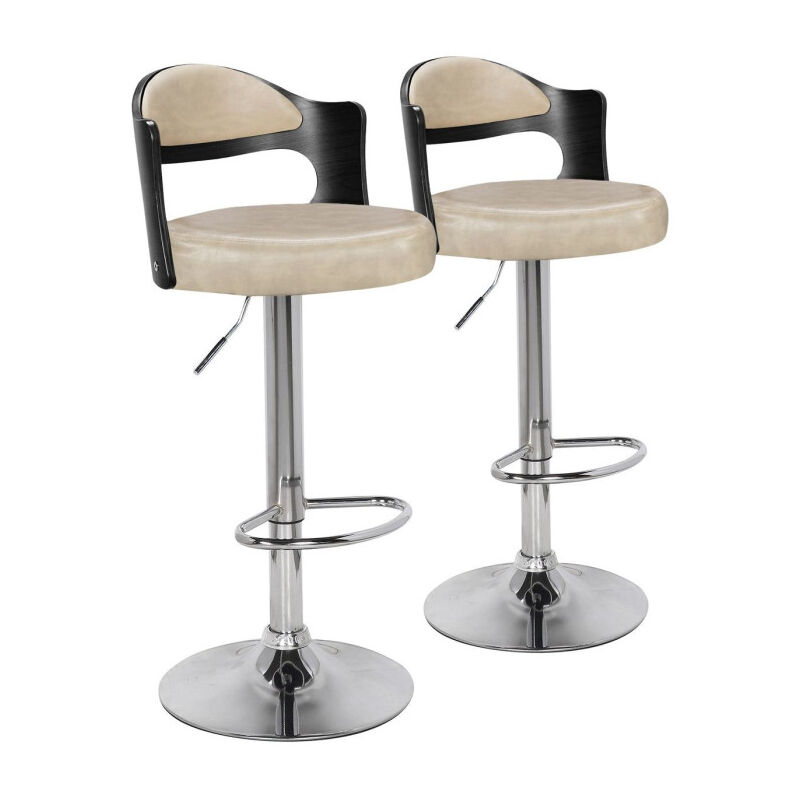 Paris Prix - Lot de 2 Tabourets de Bar 'Omina' 90-110cm Crème