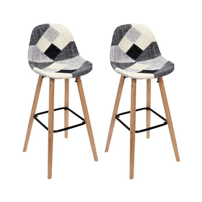 Paris Prix - Lot de 2 Tabourets de Bar 'Patchwork' 92cm Gris