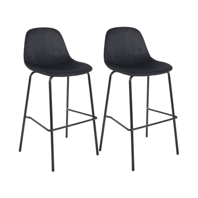 Paris Prix - Lot de 2 Tabourets de Bar Velours 'Giulia' 100cm Noir