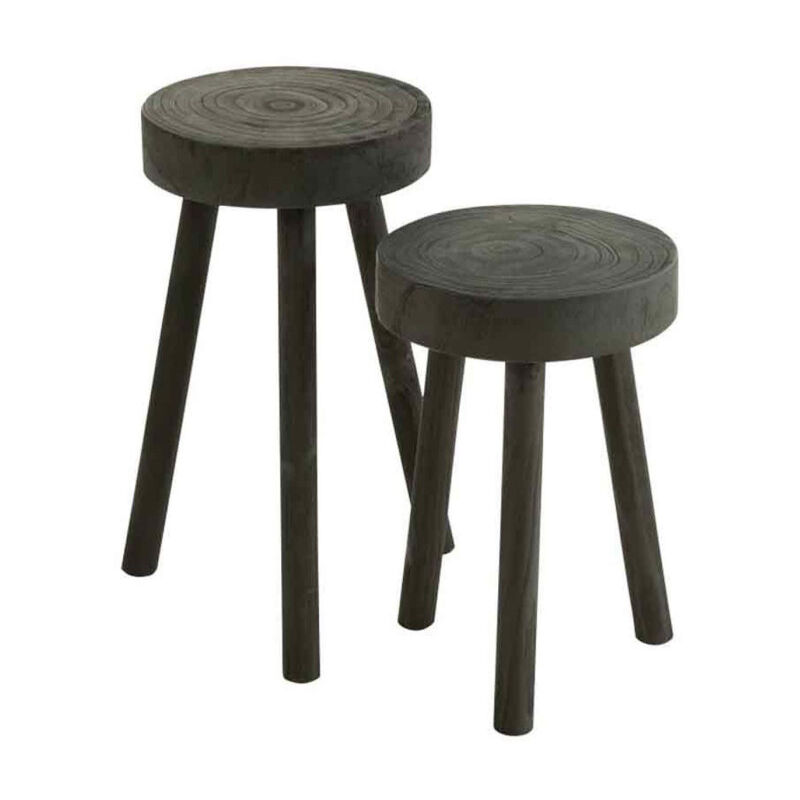 Paris Prix - Lot de 2 Tabourets en Bois 'Jenny' 56cm Noir