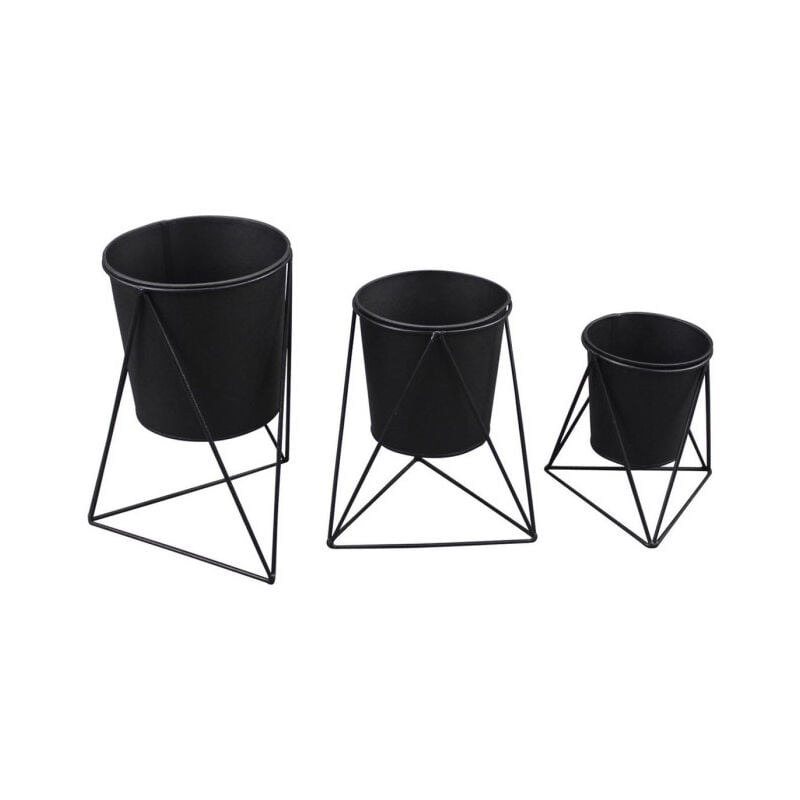 Lot de 3 Caches-Pots 'Graphic Ethnic' 25cm Noir