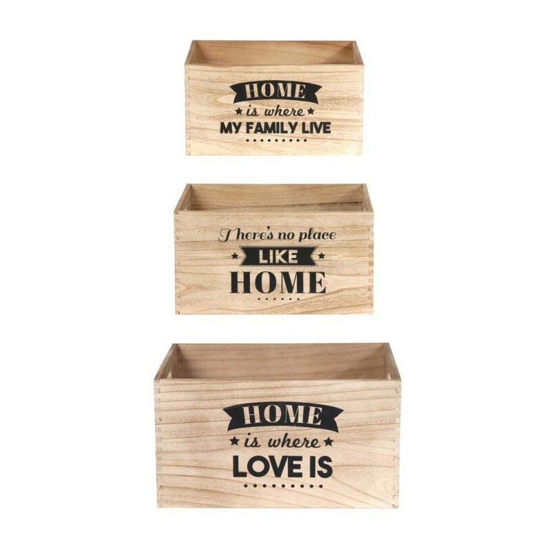 Lot de 3 Cagettes Déco 'Home Place' 40cm Naturel