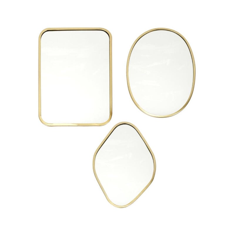 Paris Prix - Lot de 3 Miroirs 'Déco' 34cm Or