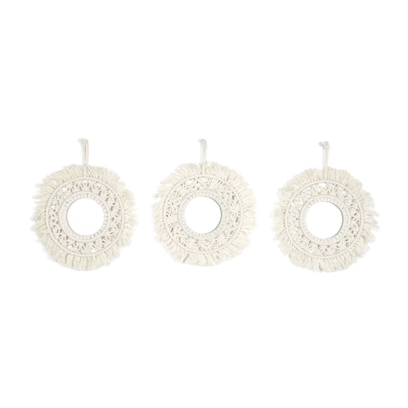 Paris Prix - Lot de 3 Miroirs Déco 'Boho' 28cm Beige
