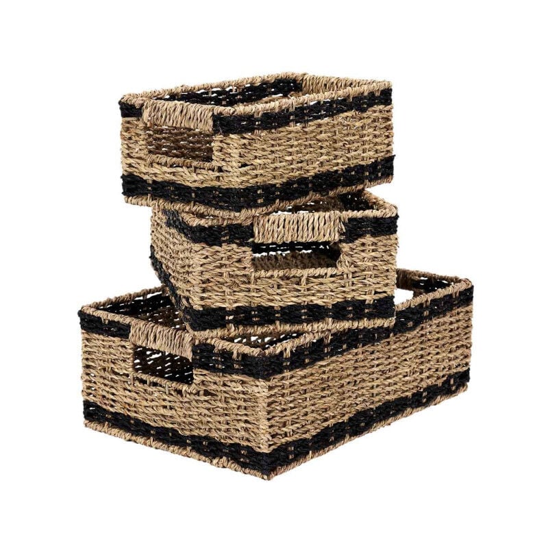 Lot de 3 Paniers de Rangement 'Mirage' 35cm Noir