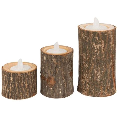 Paris Prix - Lot De 3 Photophores marron Glacé 11cm Naturel