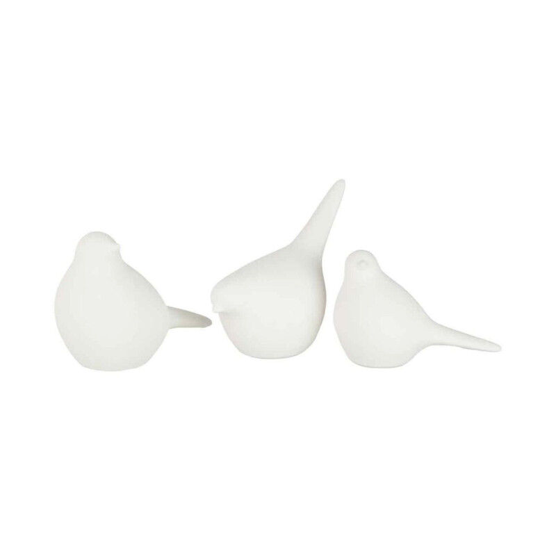 Paris Prix - Lot de 3 Statuettes Déco 'Oiseaux' 19cm Blanc