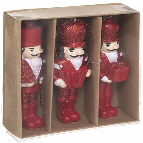 Paris Prix - Lot De 3 Sujets De Noël casse Noisette 10cm Rouge