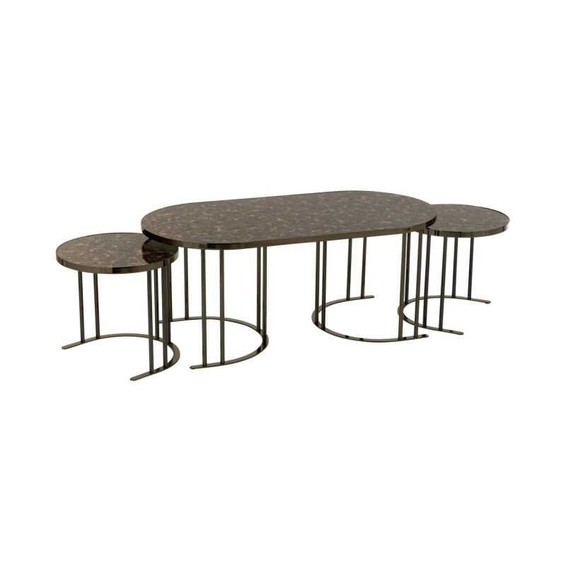 Lot de 3 Tables Basses Gigognes "Kelli" 120cm Marron